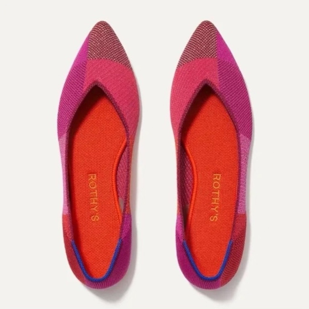 Rothy’s The Point Flats in Metallic Pomegranate Patchwork